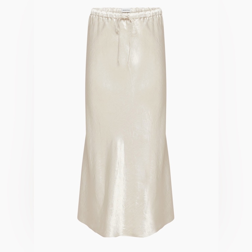 NWT Babaton Aritzia Skyscraper Satin Skirt in Matte Pearl Large SOLD OUT